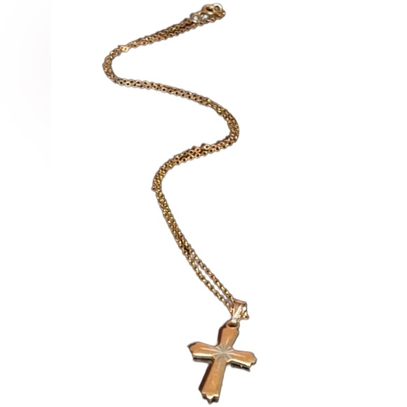 Vintage - Sarah Coventry Golden Cross & Silver North Star Necklace - Picture 1 of 7